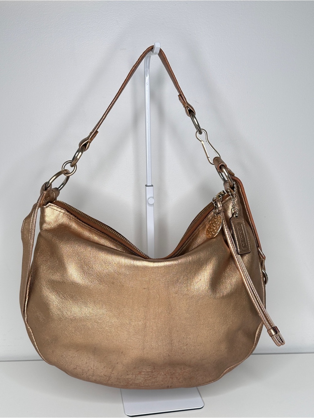 Coach Ali Metallic Leather Hobo Bag